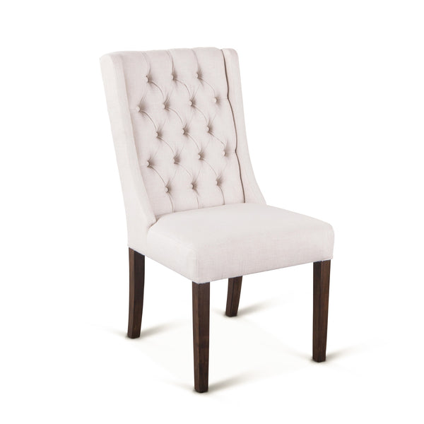 Lara Dining Chair- tufted off-white line-weathered teak