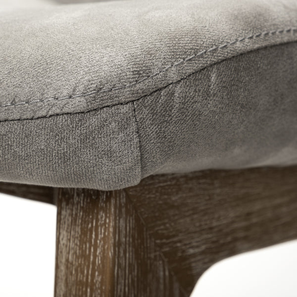 David Grey Fabric Wrap Medium Brown Wood Base Dining Chair