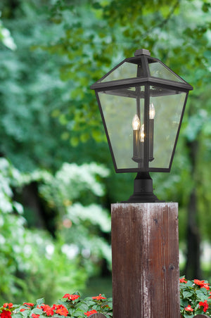 Talbot 3 Light Outdoor Pier Mounted Fixture in Black Finish