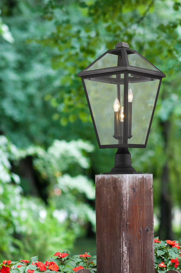 Talbot 3 Light Outdoor Pier Mounted Fixture in Black Finish