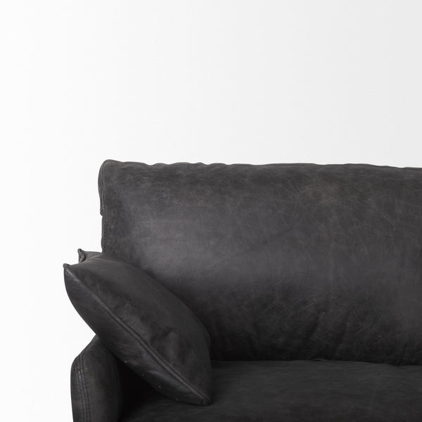 Cochrane 82L x 33W x 32.3 Black Leather Three Seater Sofa