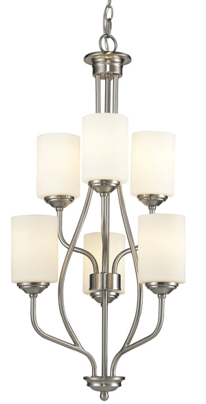 Cardinal 6 Light Chandelier in Brushed Nickel Finish