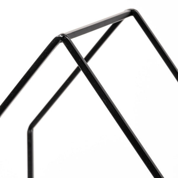 Leopold Set of Two Black Metal Wooden Base Table Candle Holders