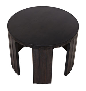 Fluted Side Table, Pale with Light Brown Trim