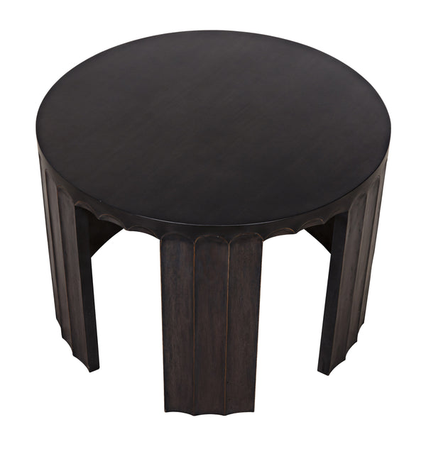 Fluted Side Table, Pale with Light Brown Trim