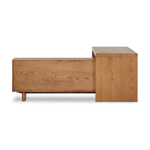Posada L In Shaped Desk In Amber Oak Veneer