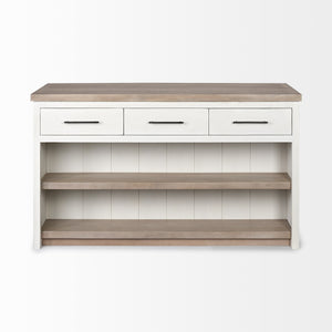 Fairview II White and Brown Two-Tone Stain Solid Wood Kitchen Island