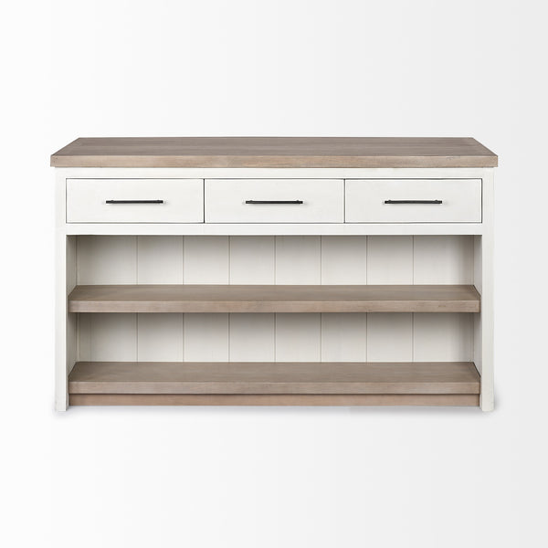 Fairview II White and Brown Two-Tone Stain Solid Wood Kitchen Island