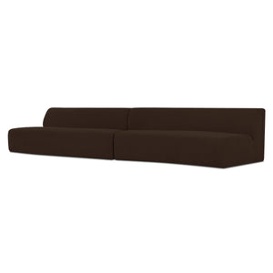Naomi 2-Piece Wave Modular Sectional in Dark Brown