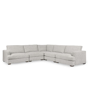 Ludwig Upholstered Sectional - Ivory with T-Cushion Design