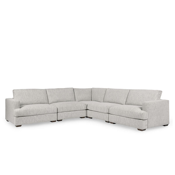 Ludwig Upholstered Sectional - Ivory with T-Cushion Design