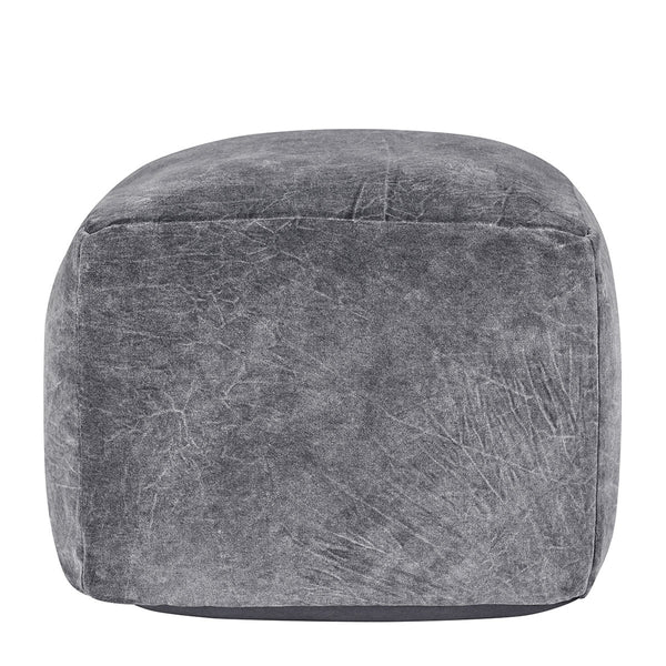 Heirloom Velvet Pouf with Stonewashed Cover