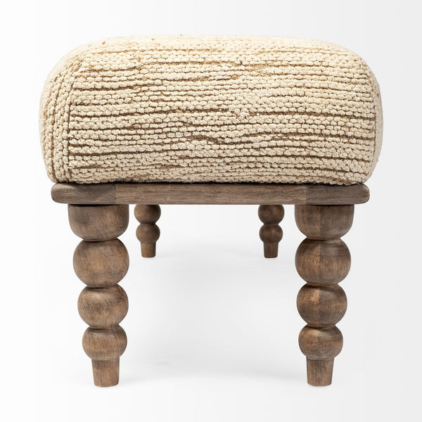 Alder II 55L x 16W Cream Upholstered Seat Wooden Base Accent Bench