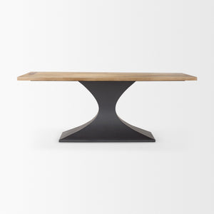 Maxton Light Brown Wood w/ Dark Gunmetal Iron Metal Dining Table