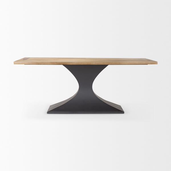 Maxton Light Brown Wood w/ Dark Gunmetal Iron Metal Dining Table