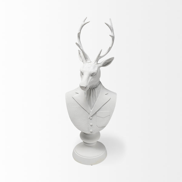 Mozart 8L x 6W White Resin Deer In A Suit