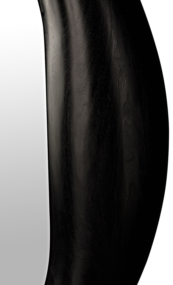 Oh Mirror in Charcoal Black Sungkai/Mindi Wood and Glass