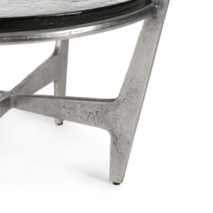 Patrick 18" Coffee Table with Glass Top & Zinc Antique Finish