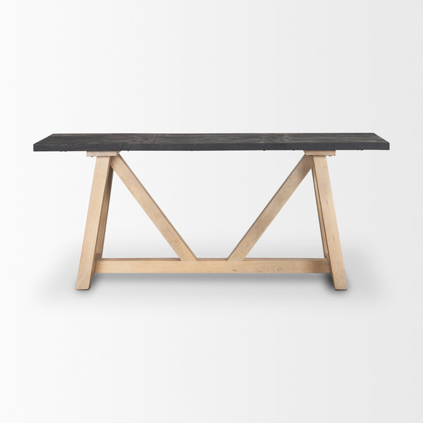 Rialto Two-Toned Black and Brown Wood Angular Leg Console Table