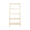 FLARED TOP ETAGERE WITH CLEAR GLASS SHELVES IN GOLD LEAF