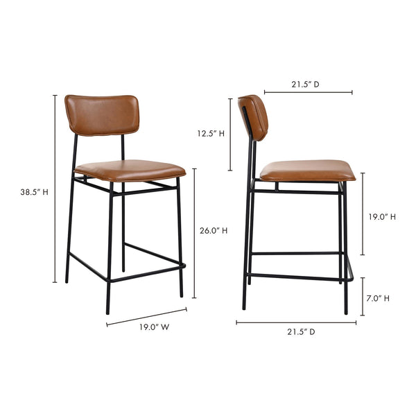 Moe's Sailor Counter Stool Brown with Leather Seat