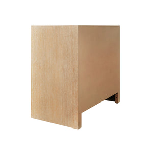 TWO DOOR CANE CABINET WITH BRASS HARDWARE IN CERUSED OAK