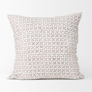 Jayden Cream w/ Merlot Print Linen Square Decorative Pillow Cover