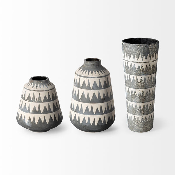 Delaney Large Gray Patterned Ceramic Vase