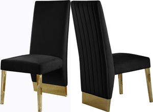 Stanley Dining Chair In Black Velvet and Gold
