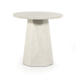Bowman Outdoor End Table In White Concrete
