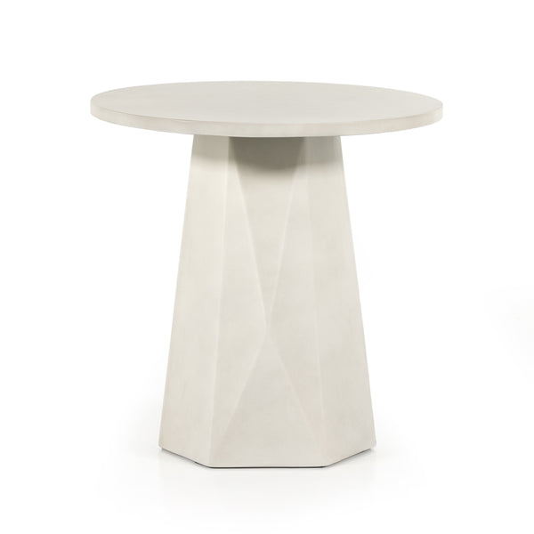 Bowman Outdoor End Table In White Concrete