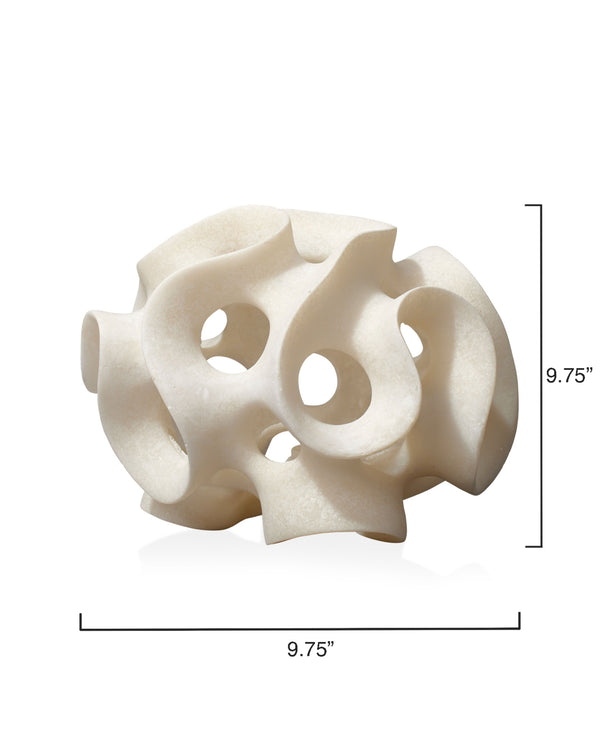 Ribbon Resin Decorative Sphere, White