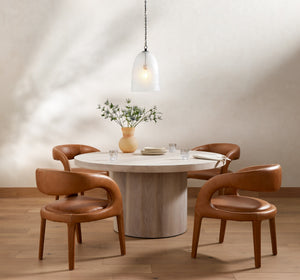 Hudson Round Dining Table In Ashen Walnut