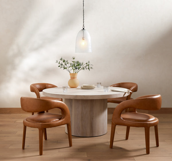 Hudson Round Dining Table In Ashen Walnut