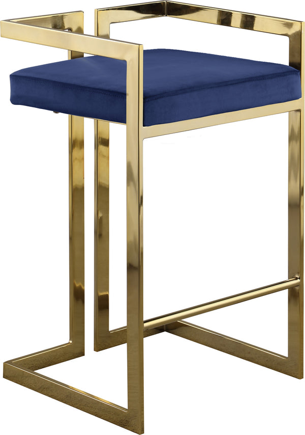 Winifred Stool In Navy Velvet and Gold