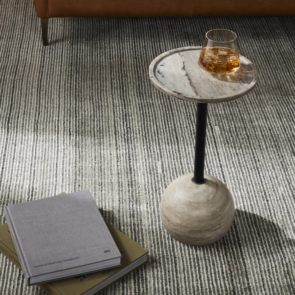 Viola Accent Table In Polished White Marble