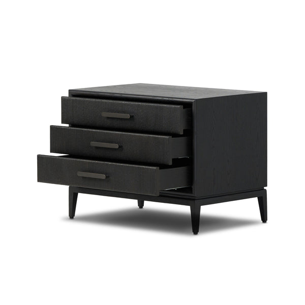 Rosenell Closed Nightstand - Black Oak Veneer