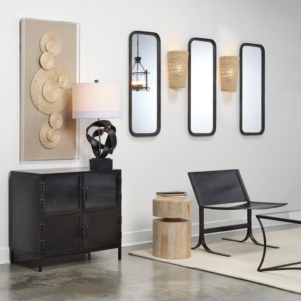  Alessa Leather Sling Chair, Black