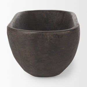 Athena Extra Large Oblong Black-Brown Reclaimed Wood Bowl