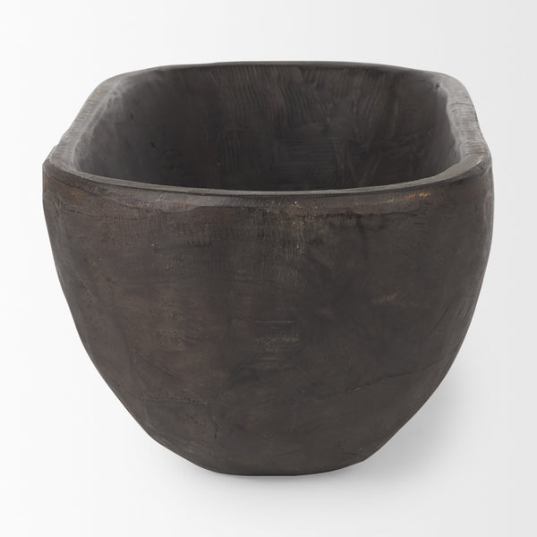 Athena Extra Large Oblong Black-Brown Reclaimed Wood Bowl