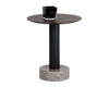 Monaco End Table - Black - Light Grey Marble / Raw Umber