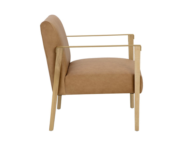 EARL LOUNGE CHAIR - RUSTIC OAK - LUDLOW SESAME LEATHER