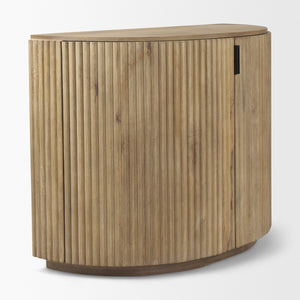 Terra Fluted Light Brown Wood 2-Door Accent Cabinet