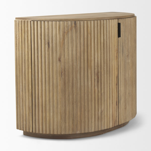 Terra Fluted Light Brown Wood 2-Door Accent Cabinet