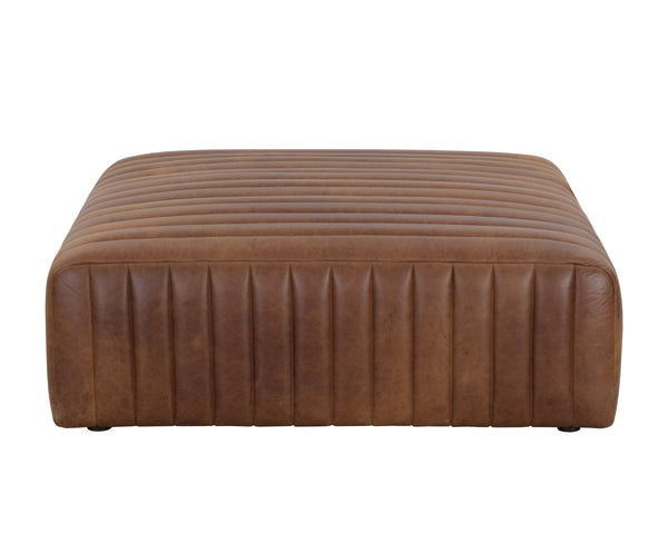 LEWIN OTTOMAN - SQUARE - LUCIA TOBACCO LEATHER