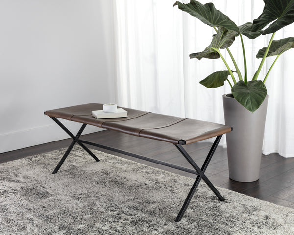 ELON BENCH - VINTAGE COGNAC LEATHER