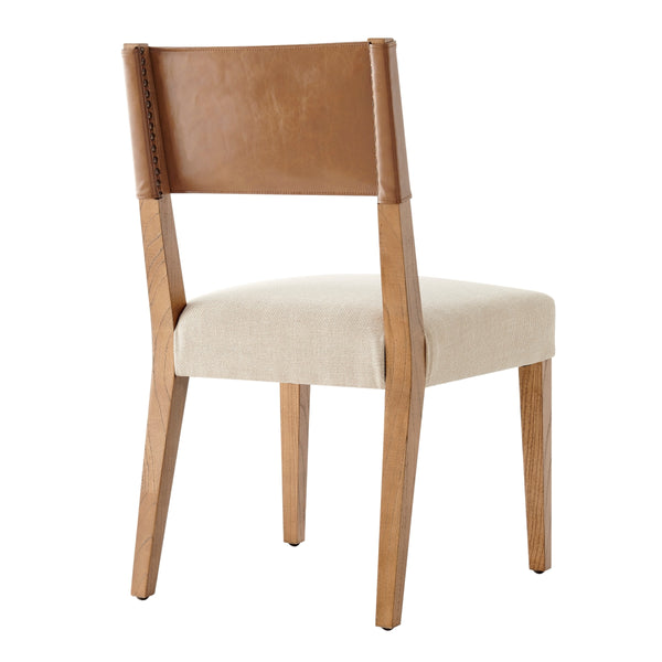 Kylo PU/ Fabric Dining Side Chair, Borneo Chocolate/Meridien Cream