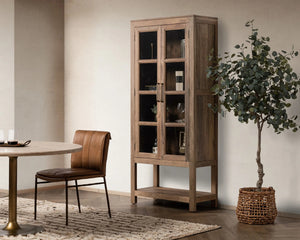 Kharga Reclaimed Wood Tall Cabinet with Glass Doors