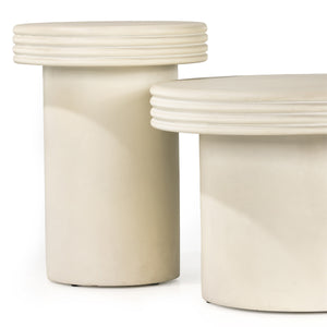 Grecia Outdoor End Table In Large In White