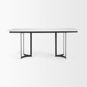 Tanner I 71L x 35W Rectangular White Marble W/ Metal Base Dining Table